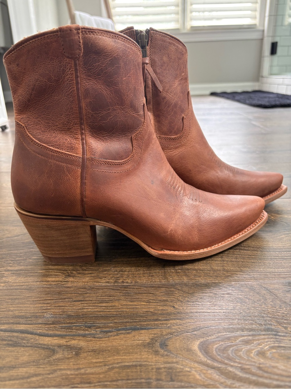 Tecovas Women’s Brown Leather Western Ankle Boots